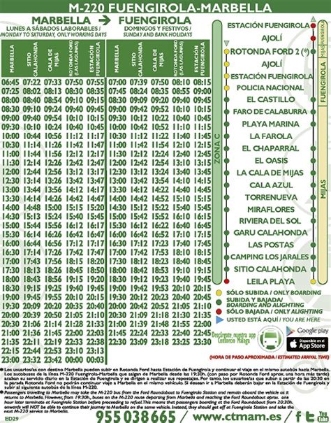 horario 220 marbella fuengirola|New unified timetable for bus route M.